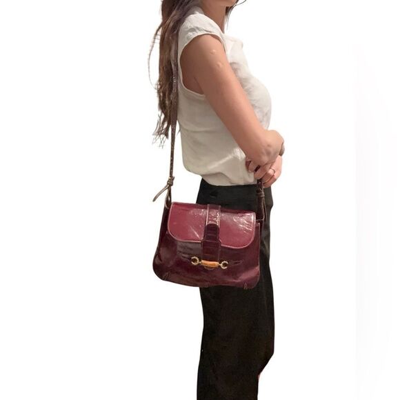 Gucci magenta pants leather vintage bag - Picture 1 of 16